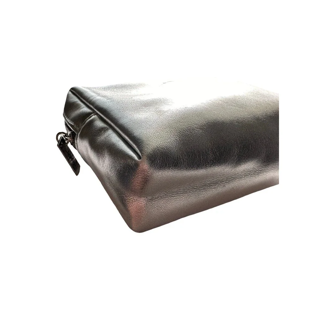 YSL Beauté Metallic Silver Lip Pouch - Cosmetic Makeup Bag